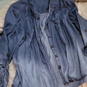 Cato Blue Denim Button-Up Top